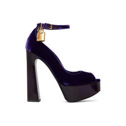 Purple Peep Toe Platform Heeled Sandals 222076F125011