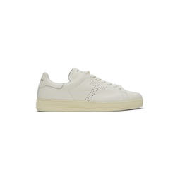 Off White Grained Leather Warwick Sneakers 221076M237010