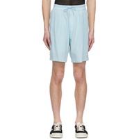 Blue Pleated Shorts 231076M193015