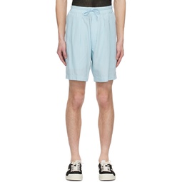 Blue Pleated Shorts 231076M193015