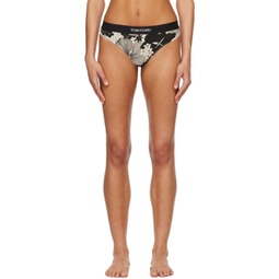 Off-White & Black Floral Thong 241076F081002