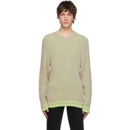 Off White   Green Cotton Sweater 221762M201162