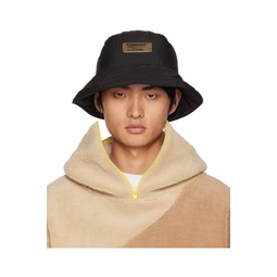 Black Puffer Bucket Hat 222425M140002