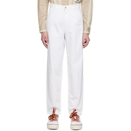 White Embroidered Jeans 231844M186000