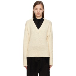 Off White Textured Sweater 222771F100006