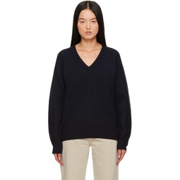 Navy Rib Sweater 232771F100002