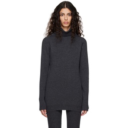 Gray Pinched Seam Turtleneck 231771F099002