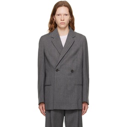 Gray Double Breasted Blazer 222771F057004