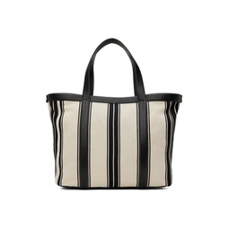 White   Black Striped Tote 241771F049005