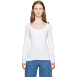 White Classic Long Sleeve T-Shirt 241771F110014