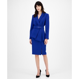 Belted Wrap Skirt Suit