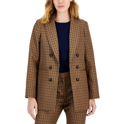 Womens Houndstooth Boyfriend Blazer