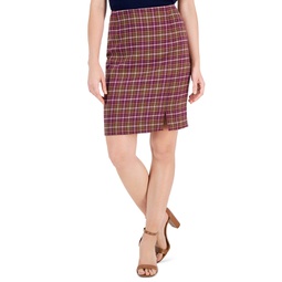 Womens Printed Slit-Front Boucle Pencil Skirt