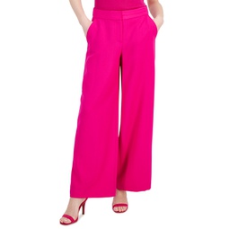 Womens Mid-Rise Wide-Leg Career Pants