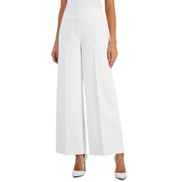 Womens Mid Rise Wide Leg Pants