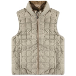 Taion Reversible Fleece Down Vest Light Grey & Beige