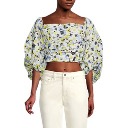 Alondra Floral Ruched Crop Top