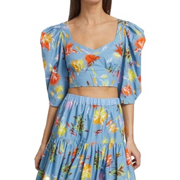 Aileen Cropped Floral Puff Sleeve Top