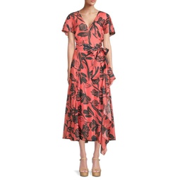 Brie Floral Belted Midi Dress