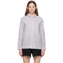 White & Purple Long Sleeve Pyjama Shirt 241482F079042