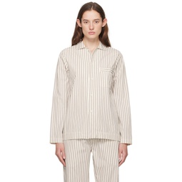 Off-White & Brown Long Sleeve Pyjama Shirt 241482F079044