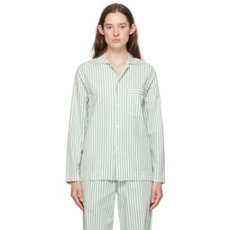 White & Green Long Sleeve Pyjama Shirt 241482F079046