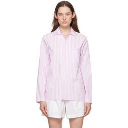 White & Pink Long Sleeve Pyjama Shirt 241482F079047