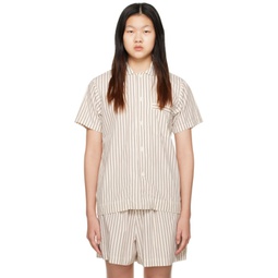 Off-White & Brown Short Sleeve Pyjama Shirt 231482F079005