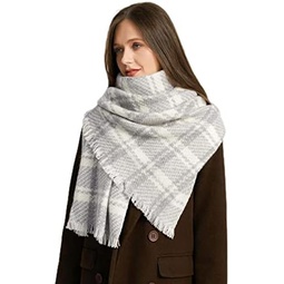 Temminc 100% Cashmere Winter Scarf, Women Men Soft Warm Scarf,Plaid,Pashmina Scottish Tartan scarf Multi-Color Gift