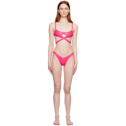 Pink Cutout Bikini 231528F105016