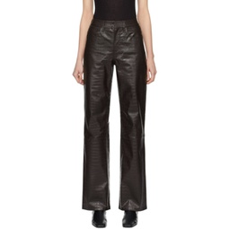 Brown Bonnie Faux-Leather Trousers 241115F087005