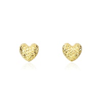 puffy diamond cut heart stud earrings