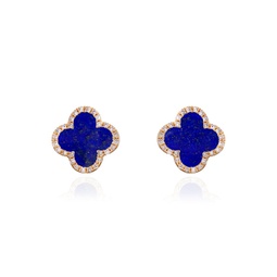 lapis diamond clover stud earrings