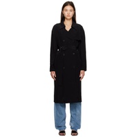 Black Double Breasted Trench Coat 232216F067000