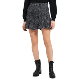 diag womens tweed frayed hem mini skirt