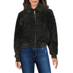 dolman womens leather shearling bomber jacket
