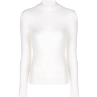 thin ribbed turtle mock neck top in ivory