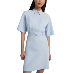 casual belted linen-blend shirtdress