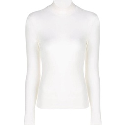 womens thin ribbed turtle mock neck top ivory