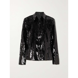 THEORY Sequined crepe shirt