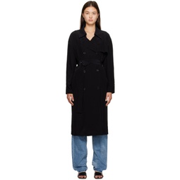 Black Double-Breasted Trench Coat 232216F067000