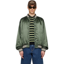 Green Embroidered Bomber Jacket 241631M175000