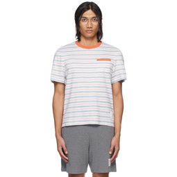 Orange   Blue Striped T Shirt 241381M213011