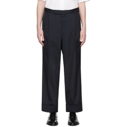 Navy Tricolor Cuff Trousers 231381M191018