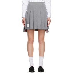 Gray Pleated Miniskirt 231381F090001