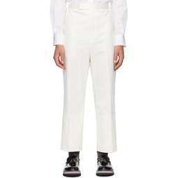 White Rolled Cuff Trousers 241381M191021