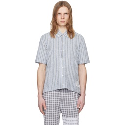 Blue   Gray Striped Shirt 241381M192048