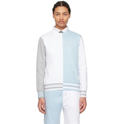 Blue   White Color Block Sweater 241381M204005