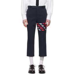 Navy 4 Bar Trousers 241381M191001