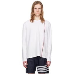 White Striped Long Sleeve T Shirt 241381M213026